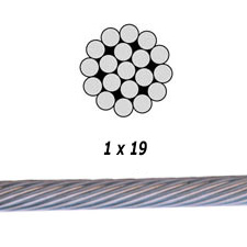 3/16" 1x19 Type 316 Stainless Steel Cable 