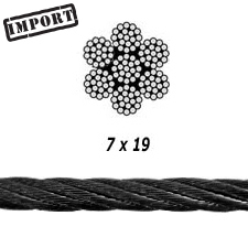 3/16" 7x19 Black Oxide Stainless Steel Cable  (China)