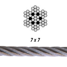 1/8" 7x7 Type 316 Stainless Steel Cable 