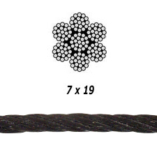 1/4" 7x19 Black Hot Dipped Galv. Wire Rope 
