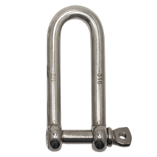 1/2" Stainless Steel Long Screw Pin 'D' Shackle 