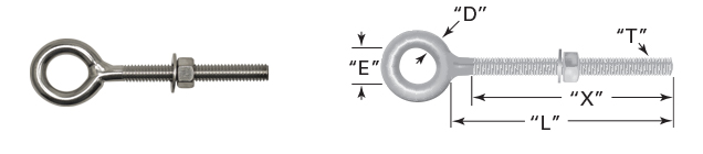 Stainless Steel Eye Bolt Schematic